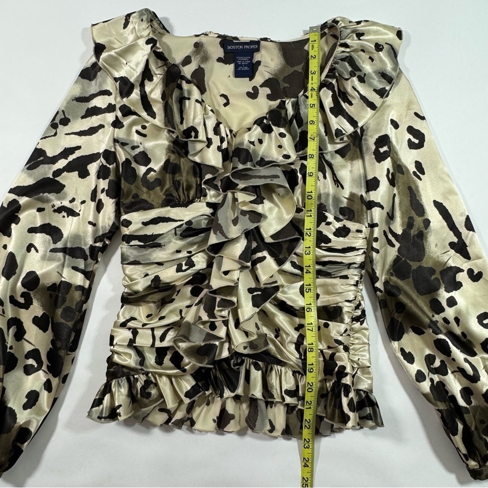 Boston Proper Leopard Print Blouse Button Front R… - image 5